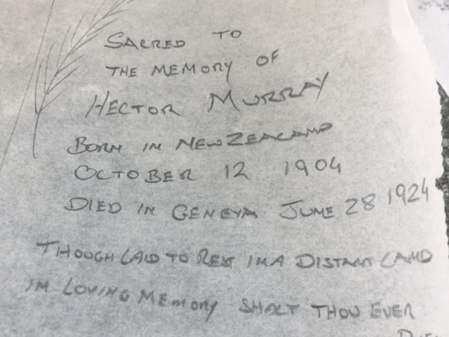 Historic handwritten memorial dedication to Hector Murray at Saint Oswald's heritage church chapel, showing vintage ceremony documentation from 1904.